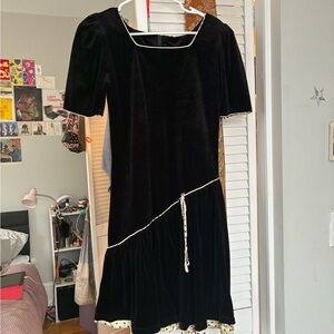 Vintage Black Velvet Dress